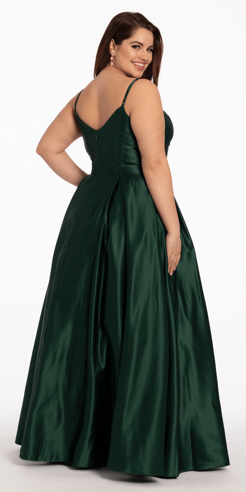 Satin Plunging Corset Ballgown Image 4