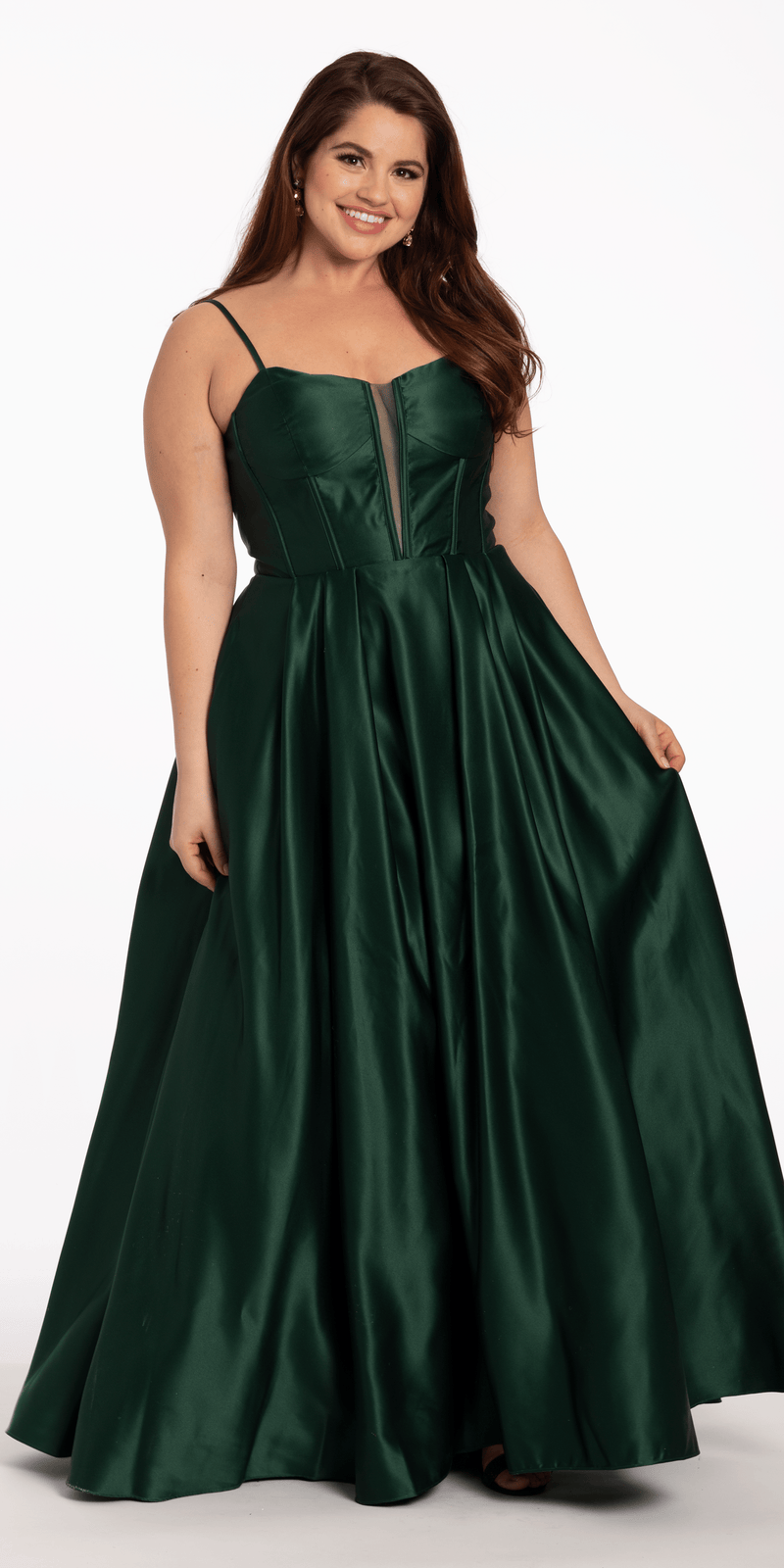 Satin Plunging Corset Ballgown Image 3
