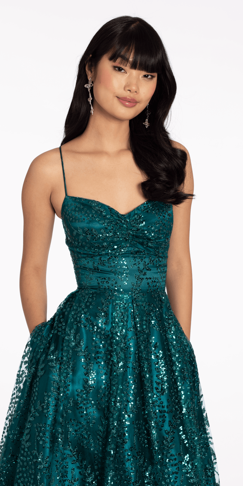 Glitter Mesh Sweetheart Lace Up Back Ballgown Image 3
