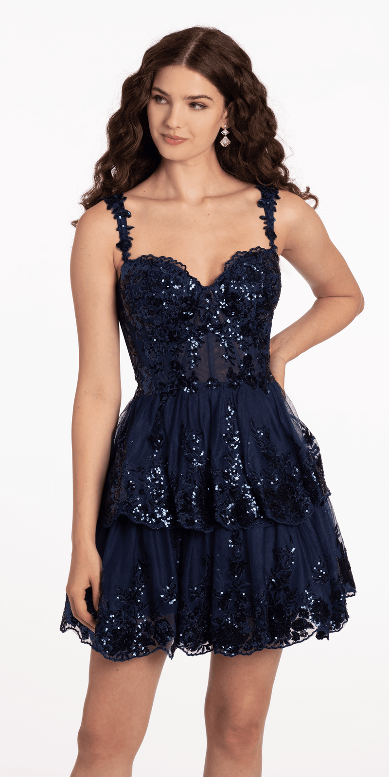 Alexandra Short Mesh Illusion Party Dress | Blondie Nites Navy / 11 Alexandra Short Mesh Illusion Party Dress | Blondie Nites Navy / 11