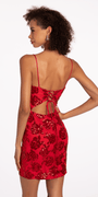 Rose Pattern Sequin Lace Up Back Bodycon Dress Image 4