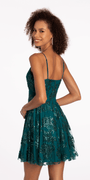 Glitter Mesh Sweetheart Skater Dress with Keyhole Image 4