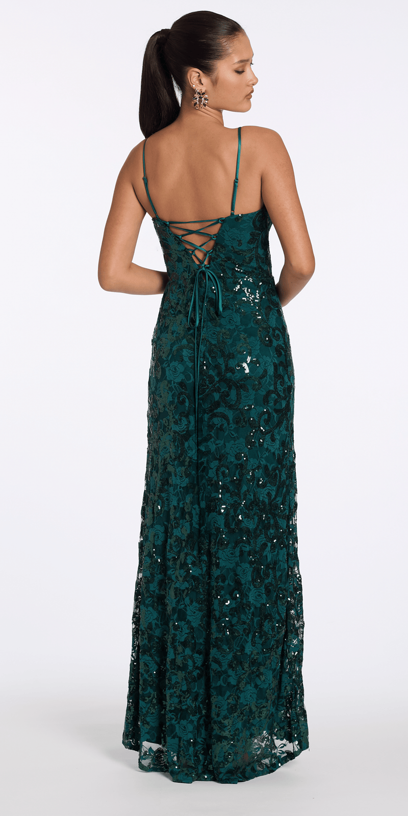 Camille La Vie Sequin Lace Twist Sweetheart Column Dress with Keyhole