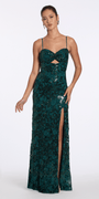Camille La Vie Sequin Lace Twist Sweetheart Column Dress with Keyhole