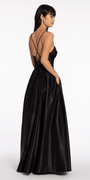 Satin Beaded Drape Corset Ballgown with Side Pockets Image 4