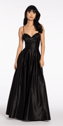 Satin Beaded Drape Corset Ballgown with Side Pockets Image 1