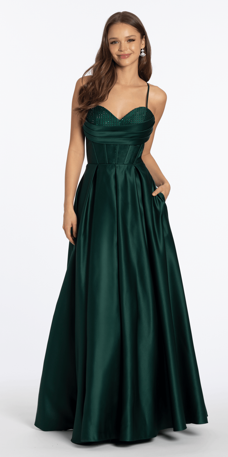 chinese dress ladies Blondie Nites Leah Satin Stone Cowl Neck Floor Length Gown main image 0