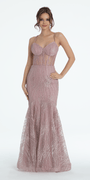 Strappy Back Glitter Corset Mermaid Dress Image 1