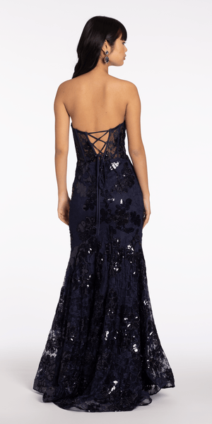 Floral Sequin Lace Corset Mermaid Dress Image 5
