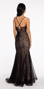 Two Tone Lace Drape Corset Trumpet Dress Image 4