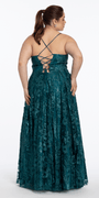 Strappy Back V Neck Glitter Mesh Ballgown with Pockets Image 5