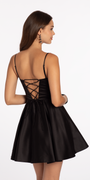 Satin Keyhole Corset Fit and Flare Dress with Pockets Image 5