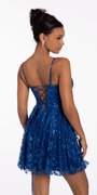 Glitter Mesh Sweetheart Corset Lace Up Back Skater Dress Image 4