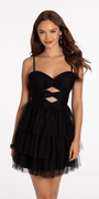 Peek a Boo Bows Mesh Tiered Fit and Flare Dress Image 1