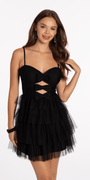Peek a Boo Bows Mesh Tiered Fit and Flare Dress Image 3