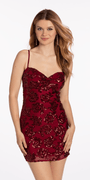 Rose Sequin Mesh Sweetheart Bodycon Dress Image 1