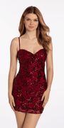 Rose Sequin Mesh Sweetheart Bodycon Dress Image 3