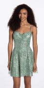 sage/size/4/missy/Camille La Vie/Sequin Glitter Mesh Pinched Sweetheart Fit and Flare Dress/front alt