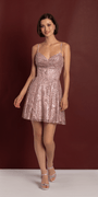 Sheer Drape Sweetheart Glitter Mesh Corset Pleated Skater Dress Image 2