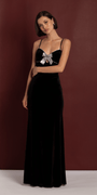 Velvet Sweetheart Column Dress with Rhinestone Bow Image 2