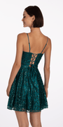 Square Neck Glitter Mesh Corset Skater Dress Image 3