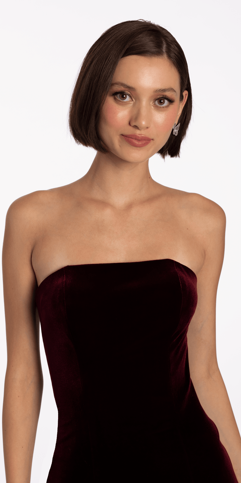 Karina Velvet Strapless Satin Bubble Skirt Short Dress