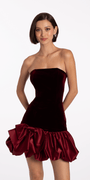 wine/size/4/missy/Camille La Vie/Strapless Velvet Bodycon Dress with Satin Bubble Hem/alt