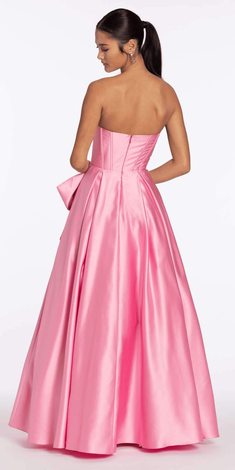 strapless back bow corset maxi dress Sherri Hill 56958 Bow Waist Strapless Corset Dress