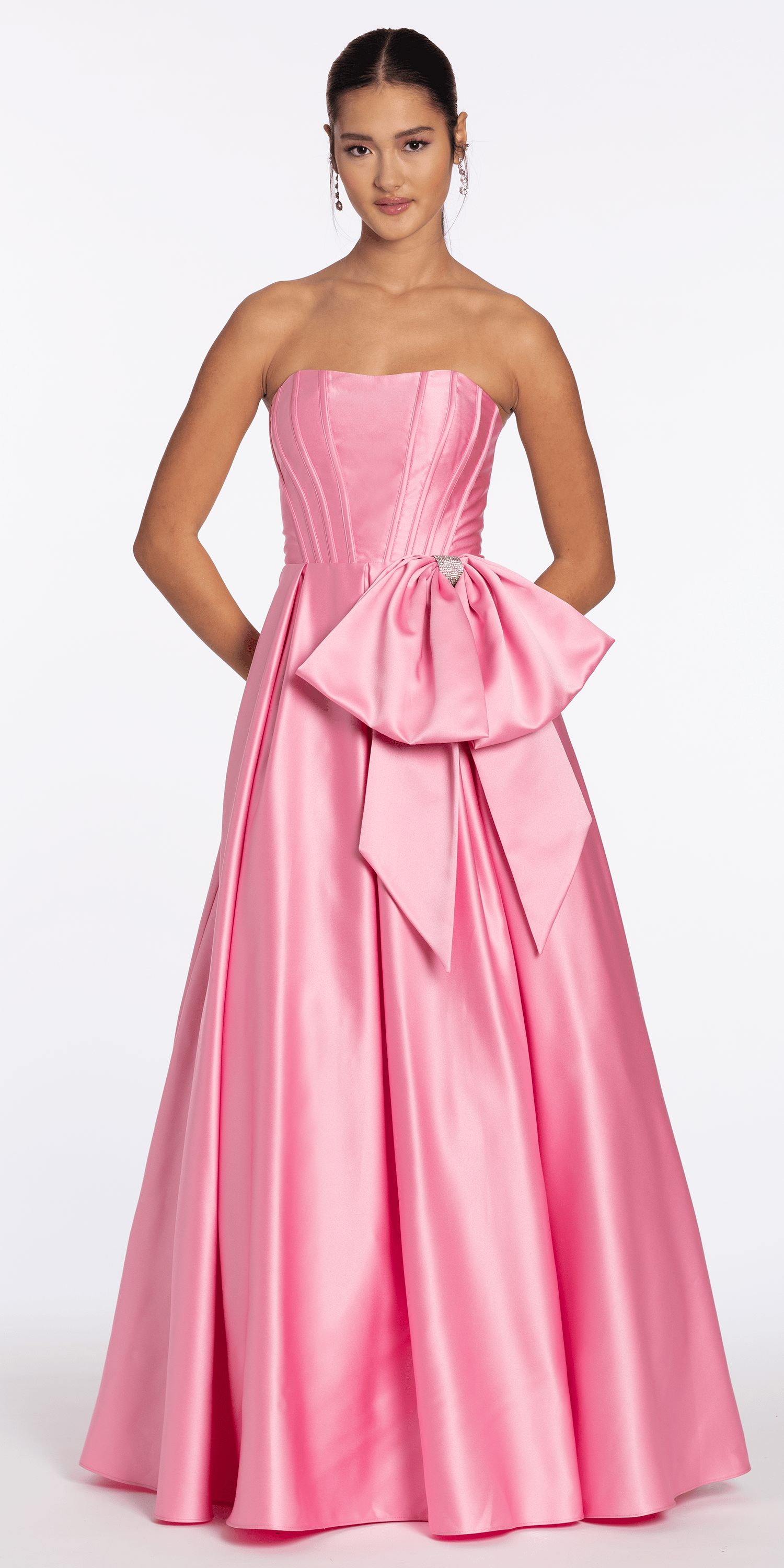 Strapless Satin Corset Ballgown with Side Bow