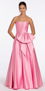 Strapless Satin Corset Ballgown with Side Bow Image 1