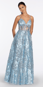 Sequin Glitter Illusion Sweetheart Corset Ballgown - Camille La Vie
