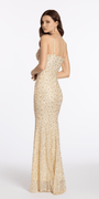Mesh Beaded Cowl Neck Column Dress Image 5