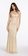 Mesh Beaded Cowl Neck Column Dress Image 4