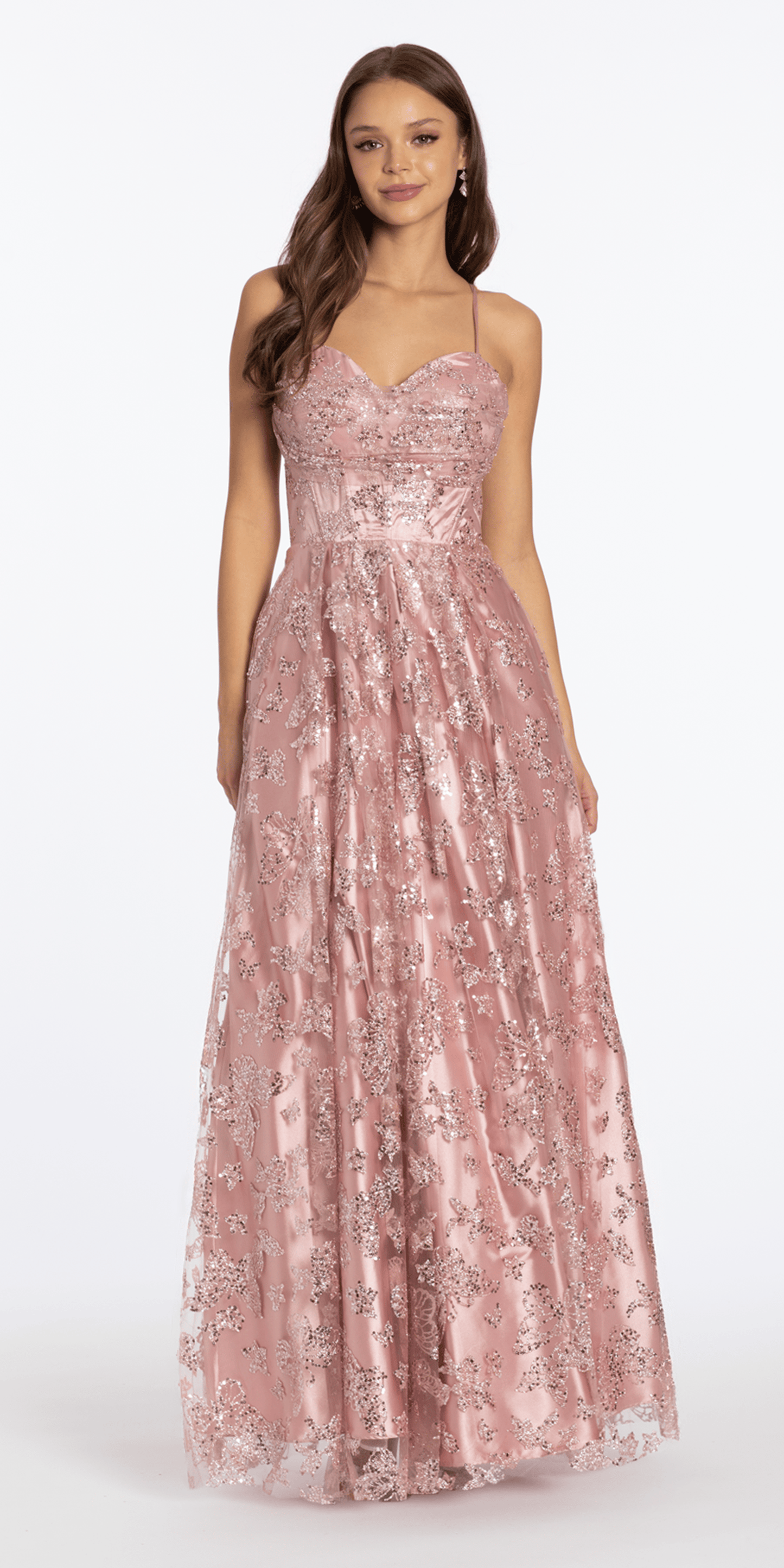 Blondie Nites Women's Sleeveless Glitter Lace Ballgown, 5