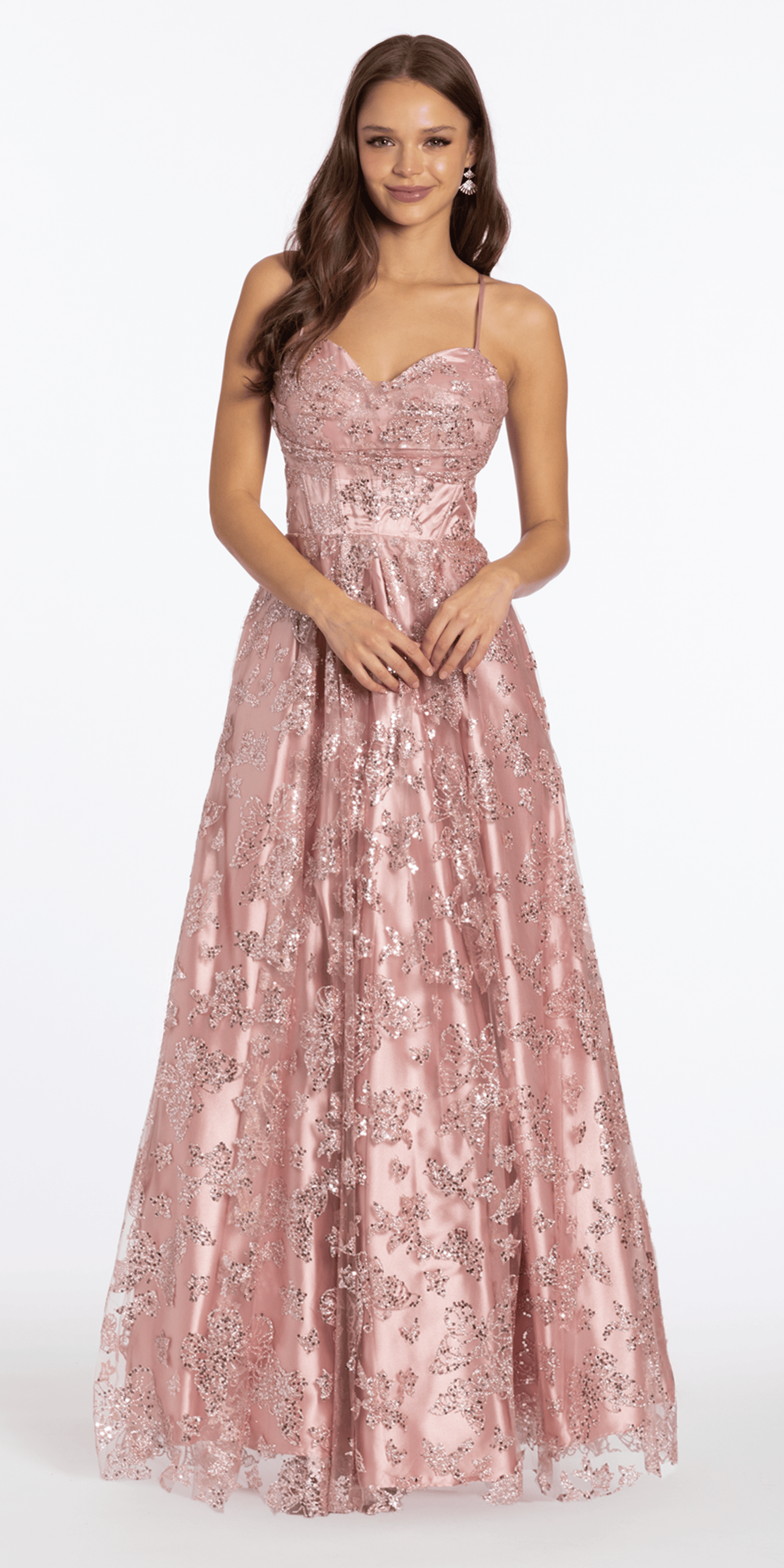 Blondie Nites Women's Sleeveless Glitter Lace Ballgown, 5