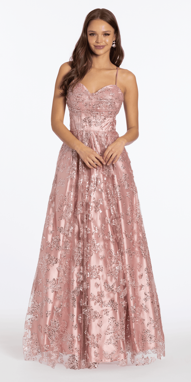 Blondie Nites Women's Sleeveless Glitter Lace Ballgown, 5