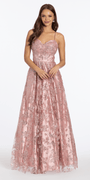Glitter Butterfly Mesh Cowl Neck Corset Lace Up Back Ballgown - Camille La Vie