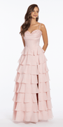 light-pink/size/4/missy/Camille La Vie/Satin Embroidered Cowl Corset A Line Dress with Chiffon Tiers/front alt 2