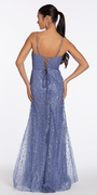 periwinkle/size/4/missy/Camille La Vie/Glitter Mesh Notch Sweetheart Corset Trumpet Dress/back