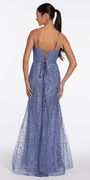 periwinkle/size/4/missy/Camille La Vie/Glitter Mesh Notch Sweetheart Corset Trumpet Dress/back alt
