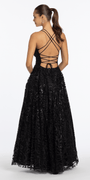 black/size/4/missy/Camille La Vie/Glitter Illusion Sweetheart Corset Ballgown with Pockets /back