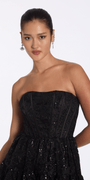 Camille La Vie Strapless Glitter Sequin Corset Fit and Flare Dress