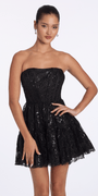 Camille La Vie Strapless Glitter Sequin Corset Fit and Flare Dress junior / 0 / black