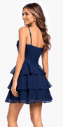 navy/size/4/missy/Camille La Vie/Sweetheart Satin Corset Chiffon Tiered Fit and Flare Dress/back