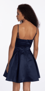 navy/size/4/miss/Camille La Vie/Satin Pleated Plunge Gemstone Fit and Flare Dress/back