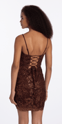Camille La Vie Glitter Mesh Bodycon Dress with Illusion Corset Bodice
