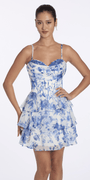 Camille La Vie Floral Print Embellished Drape Neck Tiered Fit and Flare Dress