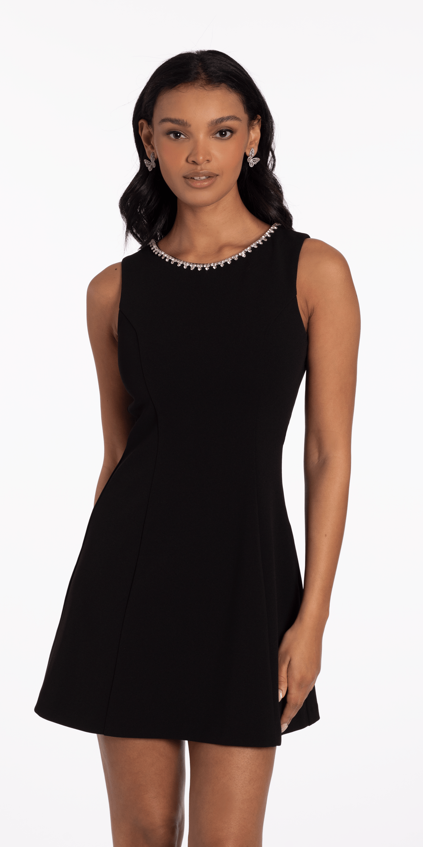 Camille La Vie /Rhinestone Open Heart Back Scuba Skater Dress/missy/ Size/ 4/ black/front