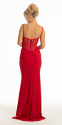 Jersey Ruched Plunging Corset Back Trumpet Dress Image 2