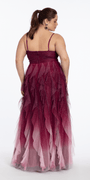 pink/size/14/plus/Camille La Vie/Ombre Glitter Mesh V Neck Ballgown with Tendrils /back